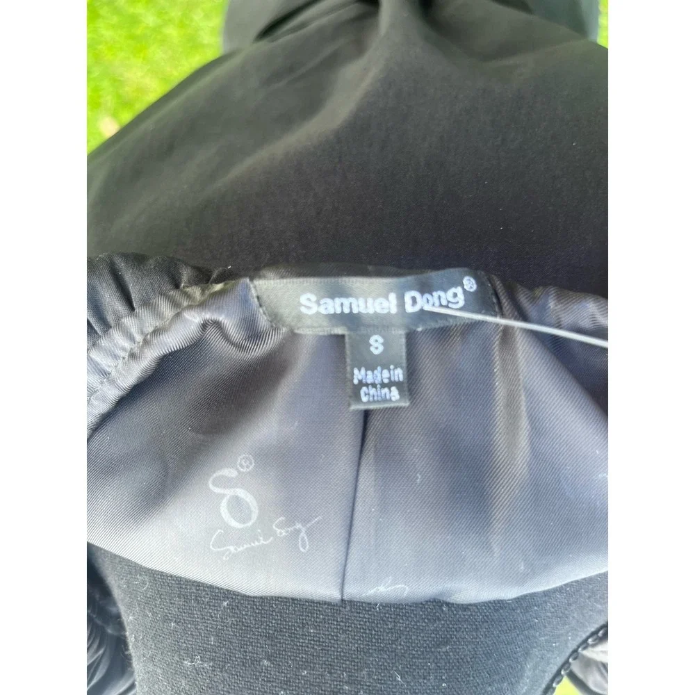 Samuel Dong  Dress Front Zipper Moldable Ruffled‎ Belted Taffeta Black Small - Picture 15 of 15